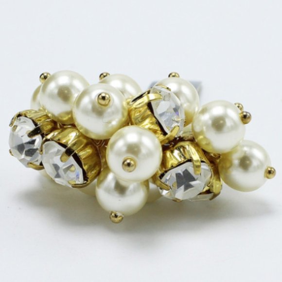 J. Crew Gold Pearl Cubic Zirconia Statement Ring - Picture 4 of 6